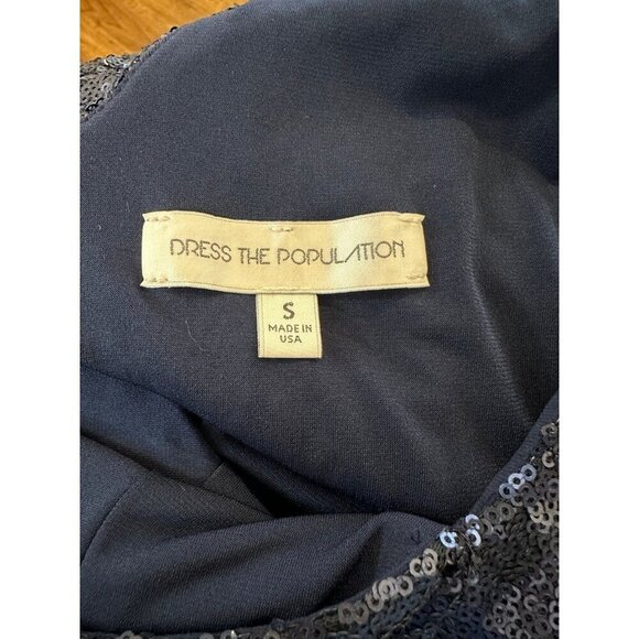 Dress the Population navy blue sequin maxi gown S - Picture 4 of 6